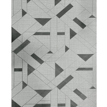 Gray bronze metallic faux grasscloth geo triangles lines textured wallpaper roll, 8.5'' X 11'' Sample