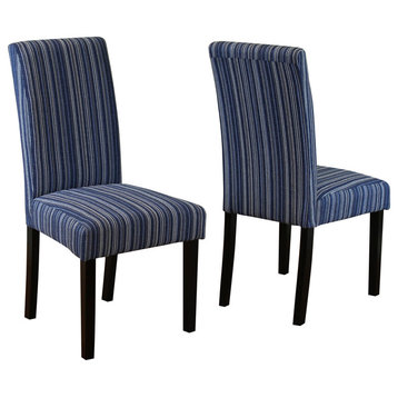 Seville Stripe Fabric Dining Chairs, Set Of 2, Blue