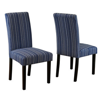 Seville Stripe Fabric Dining Chairs, Set Of 2, Blue