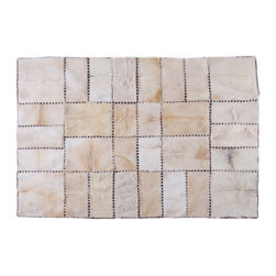 Luxury Handmade Cowhide Patchwork Area Rug, Rectangle, White, 6&rsquo;6&rdquo;x4&rsquo;5 - Area Rugs