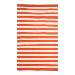 Draper Stripe Rug in Persimmon and Cream by DwellStudio - Rugs