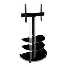 Mount-It! Rolling TV Cart for Three Glass Shelves, Fits 32"-70" Screens
