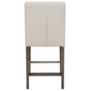 Leila White PU Fabric Counter Height Barstool with Solid Wood Legs
