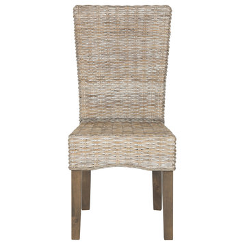 Safavieh Ozias Wicker Dining Chairs, Set of 2, White Washed