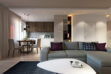 Example of a trendy open concept living room design in Other