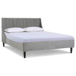 Jennifer Taylor Home - Aspen Vertical Tufted Headboard Platform Bed, Opal Grey Velvet, Queen - A simple yet elegant look gives the Aspen Upholstered Platform Bed by Sandy Wilson Home a modern yet timeless feel. The subtle vertical channel tufting of the low headboard and simple, solid wood legs are a nod to a retro 70's look, made modern by the graceful, curved wings that sweep seamlessly into the side- and foot panels for a completely unique platform design. Available in Queen, King, and California King sizes in all the trend-worthy colors from Evergreen to Ash Rose to Anthracite Black, the Aspen Bed Set is the perfect centerpiece to your master suite, guest room, or teen's room.