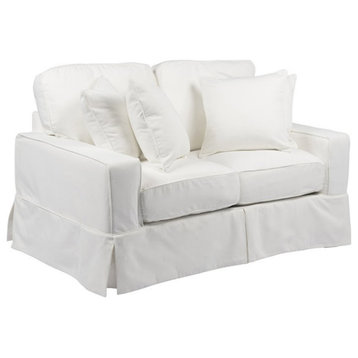 Sunset Trading Americana Fabric Slipcover for Track Arm Loveseat in White