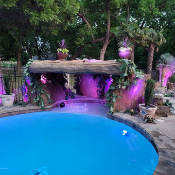 Pool Grotto with Lighting & Artificial Flowers