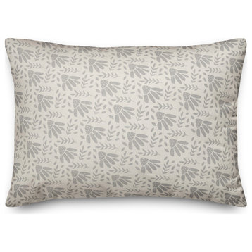 Simple Gray Florals 14x20 Spun Poly Pillow