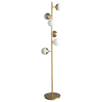 Diemtigen | Elegant Golden Metal LED Floor Lamp With Acrylic Balls, Desk Lamp
