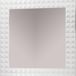 Diamond 31" 1/2 framed mirror. White. - Bathroom Mirrors
