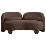 Meridian Furniture - Daphne Upholstered Chair/Loveseat/Sofa, Brown, Chenille Fabric, Loveseat - A cloud-like oasis of comfort, the Daphne brown chenille loveseat is a modern sensation. Its plush upholstery invites you to sink in and relax, while the curved design offers both support and opulence. The loveseat's unique silhouette is complemented by a choice of black or natural wooden legs, allowing you to customize it to your personal taste. Whether you're looking for a stylish accent piece or a comfortable spot to unwind, the Daphne loveseat is the perfect choice.