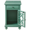 Chairside Table With 1 Drawer And 1 Trellis Door, Green