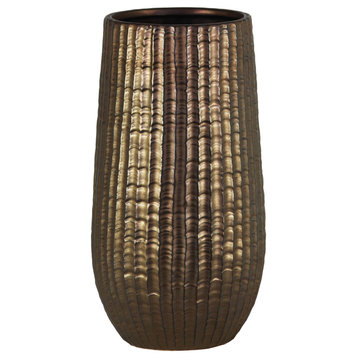 Urban Trends Ceramic Round Vase With Bronze Finish
