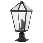 Z-Lite - Z-Lite 579PHBR-533PM-BK Talbot 3 Light Outdoor Pier Mounted Fixture in Black - Illuminate an exterior front or back walkway with a classic fixture reflecting a charming village theme. Made from Midnight Black metal and clear beveled glass panels, this three-light outdoor pier mounted fixture delivers a charming upgrade with industrial-inspired attitude and a silhouette that's perfect for lower-level gardens and walkways.
