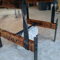 Forged metal boulder granite gameboard - Furniture