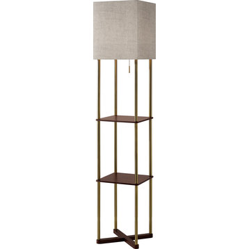 Harrison Shelf Floor Lamp - Walnut, Brass