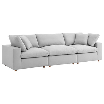 Commix Down Filled Overstuffed 3 Piece Sectional Sofa Set, Light Gray