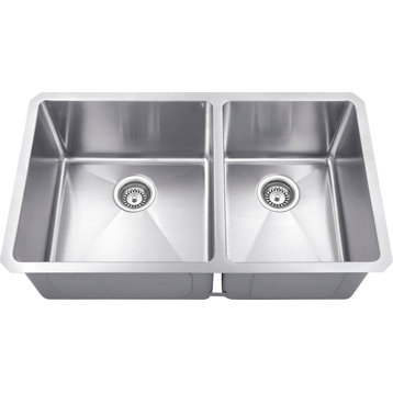 Stainless Steel (16 Gauge) Fabricated Kitchen Sink with Two Unequal Bowls