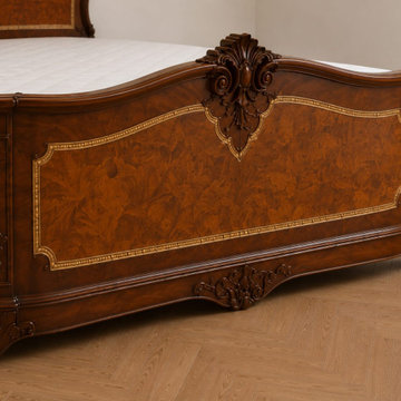 Carved Solid Teak Wood Footboard | Luxury Traditional Bedroom
