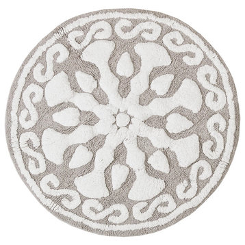 Madison Park Modern Bohemian Medallion Cotton Tufted Bath Rugs, Taupe, Round