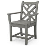 Polywood - Polywood Chippendale Dining Arm Chair, Slate Gray - Create an outdoor dining and entertaining space that's as refined as it is relaxed with the 18th century-inspired design of the POLYWOOD Chippendale Dining Arm Chair. Built for comfort, style and durability, this stylish chair is constructed of solid POLYWOOD lumber that comes in a variety of attractive, fade-resistant colors. It's extremely easy to clean and maintain since it resists stains, corrosive substances, salt spray and other environmental stresses. And although it has the look and feel of painted wood furniture, you won't be bothered with the upkeep real wood requires. This eco-friendly chair won't splinter, crack, chip, peel or rot and it never needs to be painted, stained or waterproofed. You'll enjoy years of comfort and compliments on this quality-crafted chair that's made in the USA and backed by a 20-year warranty.