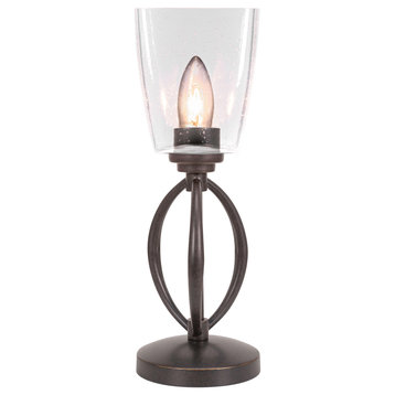 Marquise Accent Lamp In Dark Granite Finish With 4.5" Clear Bubble Glass
