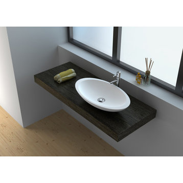 23.6" Solid Surface Bowl In White Matt - No Faucet