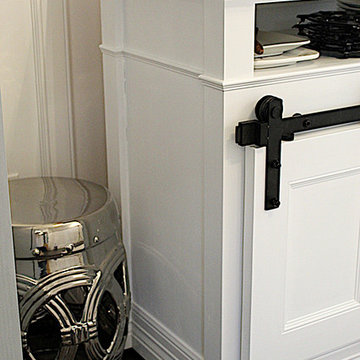 Modern Farmhouse Entertainment Center on Wheels