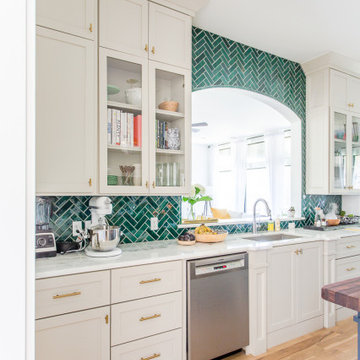 Traditional Modern Herringbone Backsplash