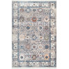 Faded Floral Fringe Area Rug, Gray, 8'x10'