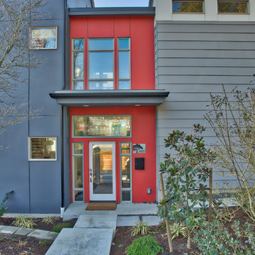 Accents brighten front entrance area