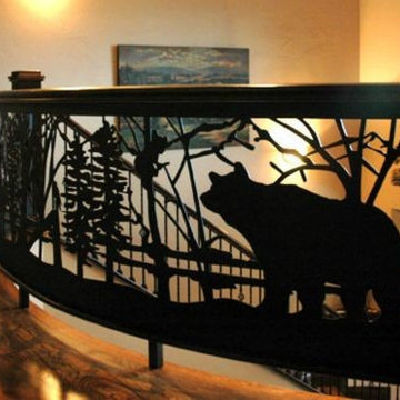 Custom Curved Radius Railing with Bear and Cub