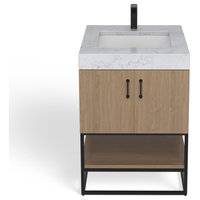 Alistair Bath Vanity, Oak, 24", Matte Black Hardware, Single, Freestanding