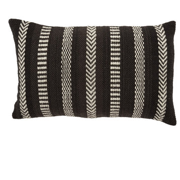 Vibe by Jaipur Living Papyrus Striped Indoor/Outdoor Lumbar Pillow, Black/Ivory