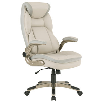 Executive Taupe Bonded Leather Office Chair With Cocoa Coated Nylon Base