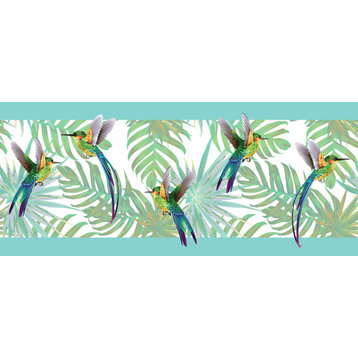 GB20011g8 Hummingbirds & Tropical Plants Peel & Stick Wallpaper Border 8inx15ft