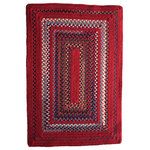 Capel Rugs - Bradford Concentric Rectangle Braided Area Rug, Crimson, 4'x6 - Durable and versatile, Capel Bradford rugs are an excellent way to dress up any living area. Constructed of coordinated solid and variegated dyed wool braids, this beautiful rug will bring style to your home for years to come. Hand-braided in the USA.