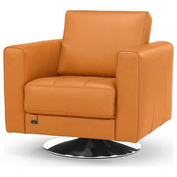 Laurent Orange Swivel Chair with Top Grain Leather