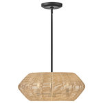 Hinkley Lighting - Hinkley Lighting Luca 3 Light SM Conv Drum Chandelier, BK/Camel, 40383BLK-CML - Luca's coastal vibe is permeated with a slightly exotic edge. The bold pendant showcases a robust, woven drum shade, and a full finished cluster for plenty of functional light offered in either Black with Black shade, Polished Chrome with Natural shade, or Black with Camel shade. Luca is part of the Lisa McDennon Collection.