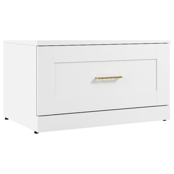 Hampton Heights 30W Shoe Bench with Drawer in White - Engineered Wood
