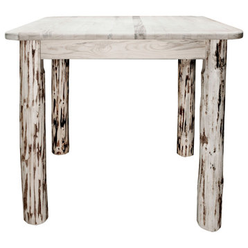 Montana Collection Square 4 Post Dining Table, Clear Lacquer Finish