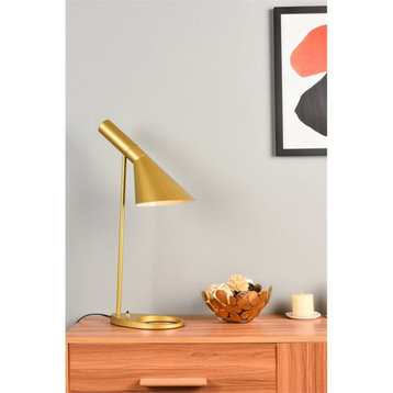 Living District Juniper 1-Light Modern Metal Table Lamp in Brass