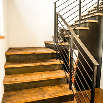 Barn Threshing Board Stair Treads with Barn Wood Risers