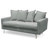 Pemberly Row Contemporary 58" Square Arm Fabric Loveseat in Gray