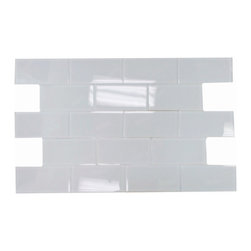 GL Stone Tile - Super White Glossy Subway Glass Tile 3"x6", 4 Sq Ft - Wall And Floor Tile