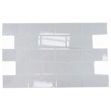 Super White Glossy Subway Glass Tile 3"x6", 4 Sq Ft