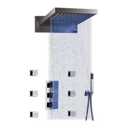 Dijon 22" LED Color Changing Thermostatic Waterfall Rain Shower System - Showerheads And Body Sprays