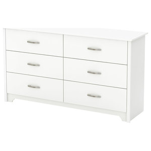 6 Drawer Double Dresser In White Finish With Interchangeable