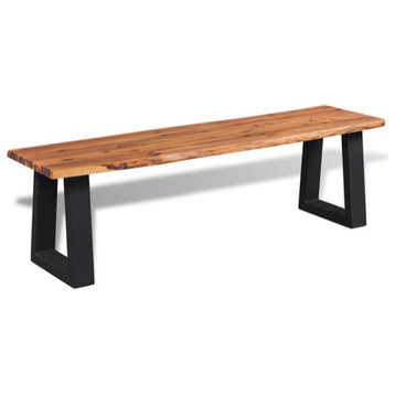 vidaXL Dining Bench Accent Entryway Bench with Metal Support Solid Wood Acacia